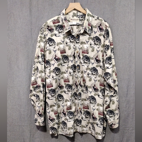 Magellan Outdoors Other - Magellan Deers Print Button Shirt Mens XXL Multicolor Outdoor Hiking Hunting